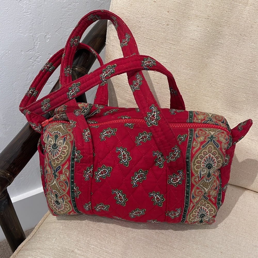 VINTAGE RETIRED Vera Bradley Cottagecore Red Paisley Mini Duffle Purse Bag